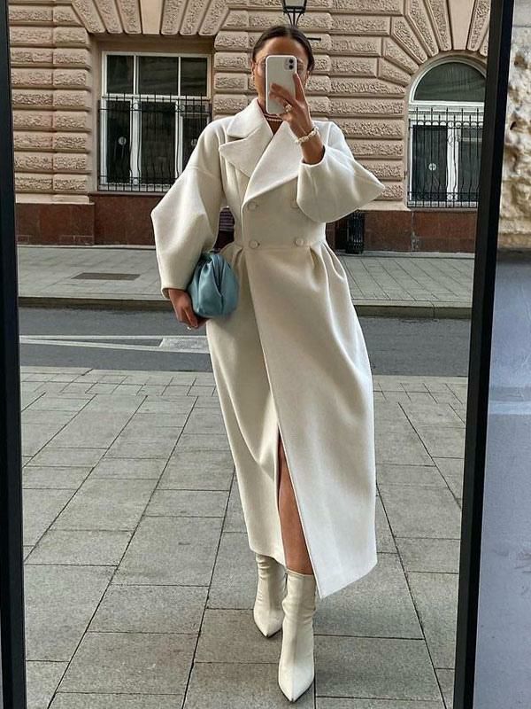 Outerwear |   White Wrap Coat For Women Winter Outerwear 2024 Clothing Outerwear