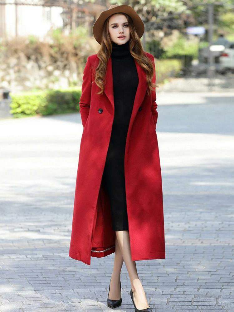 Outerwear |   Woman Wrap Coat Turndown Collar Sash Winter Woolen Outerwear 2024 Clothing Outerwear