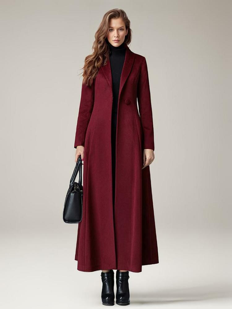 Outerwear |   Woman’s Wool Blend Coat Warm Winter Long Outerwear 2024 Clothing Outerwear