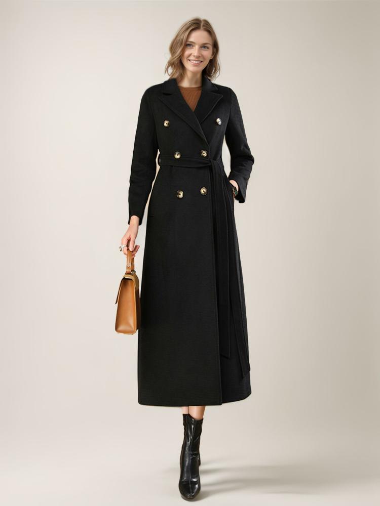 Outerwear |   Woman’s Wool Coats Belted Black Maxi Outerwear 2024 Clothing Outerwear