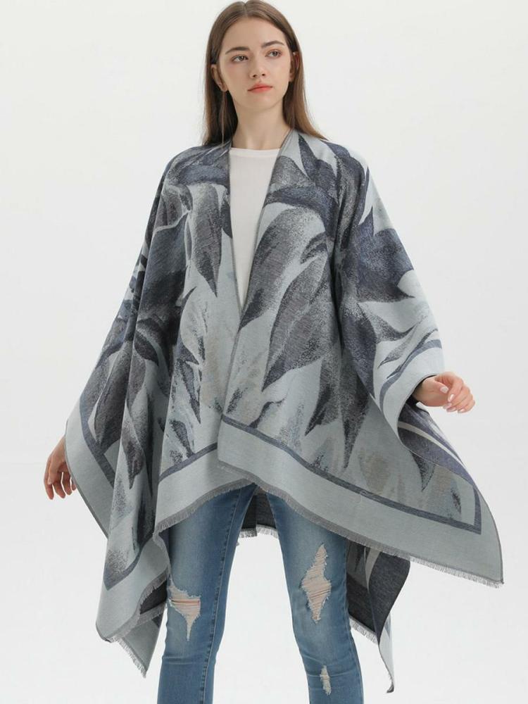 Outerwear |   Women Cape Classic Floral Printed Oversized Casual Daily Poncho Clothing Outerwear