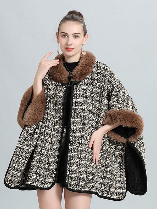 Outerwear |   Women Poncho Coat Plaid Cape Spring Outerwear 2024 Clothing Outerwear