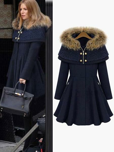 Outerwear |   Women Winter Coat Hooded Cloak Faux Fur Poncho Outerwear Clothing Outerwear