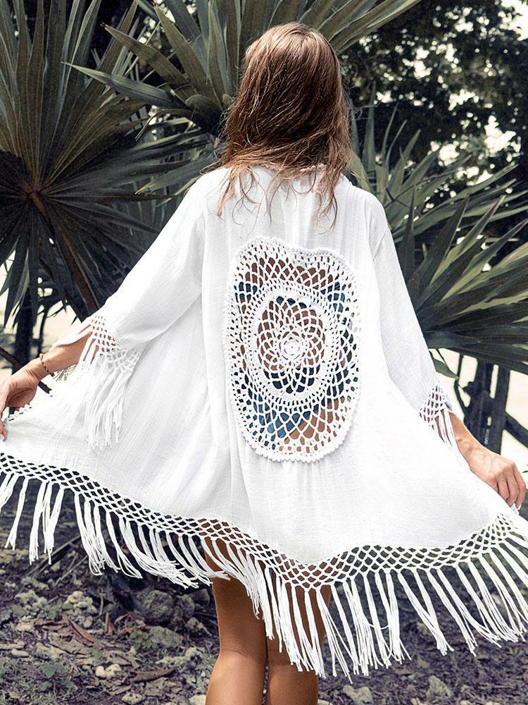 Swimsuits & Cover-Ups |   Women Cover Ups White 3/4 Length Sleeves Summer Sexy Swimming Suits Clothing Swimsuits & Cover-Ups