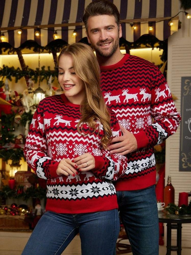 Tops |   Couple 2024 Christmas Knitted Holiday Pullover Sweaters Clothing Tops