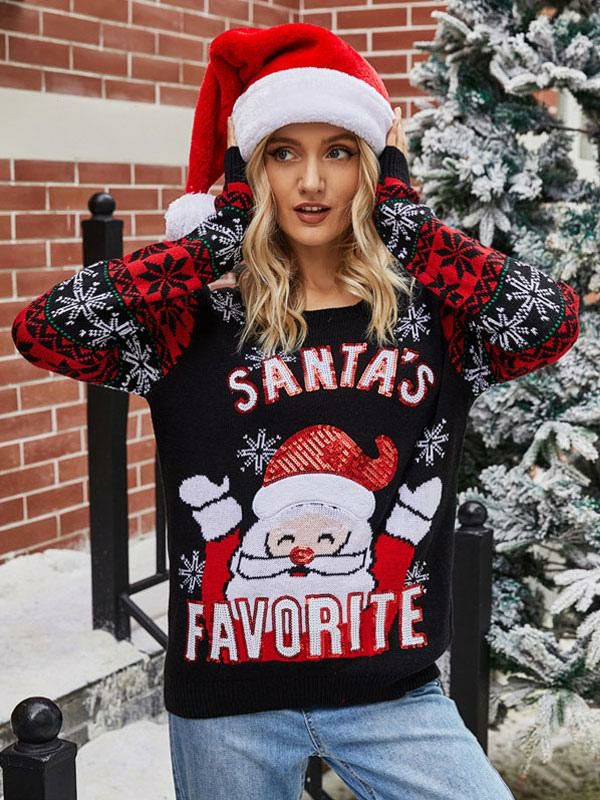 Tops |   Knit Pullovers For Women 2024 Christmas Santa Sweater Tops Clothing Tops