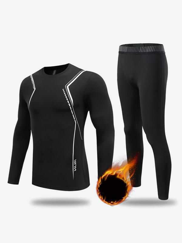 Men’s Clothing |   2-Piece Thermal Training Sportswear Set Black Clothing Men's Clothing