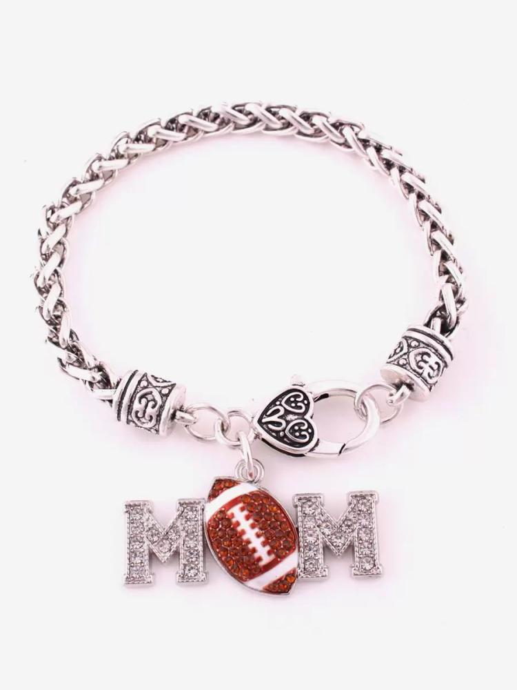 Men’s Clothing |   Mother’s Day Gift Soccer and Letter Alloy Diamond Bracelet Clothing Men's Clothing