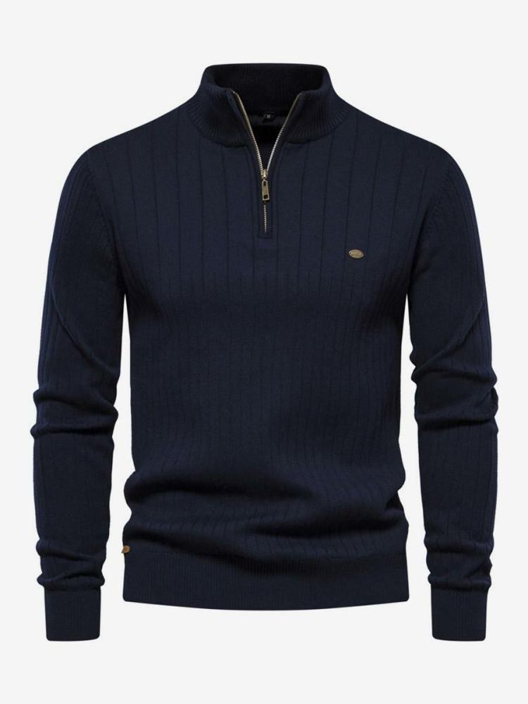 Men’s Clothing |   Sweaters Pullover Knitwear Portrait Neck Fall Dark Navy Apricot Clothing Men's Clothing