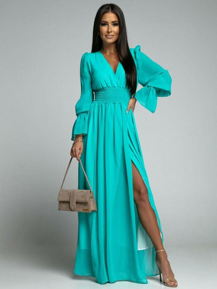 Dresses |   Maxi Dress V-Neck Long Sleeves Bohemian Long Dress Clothing Dresses